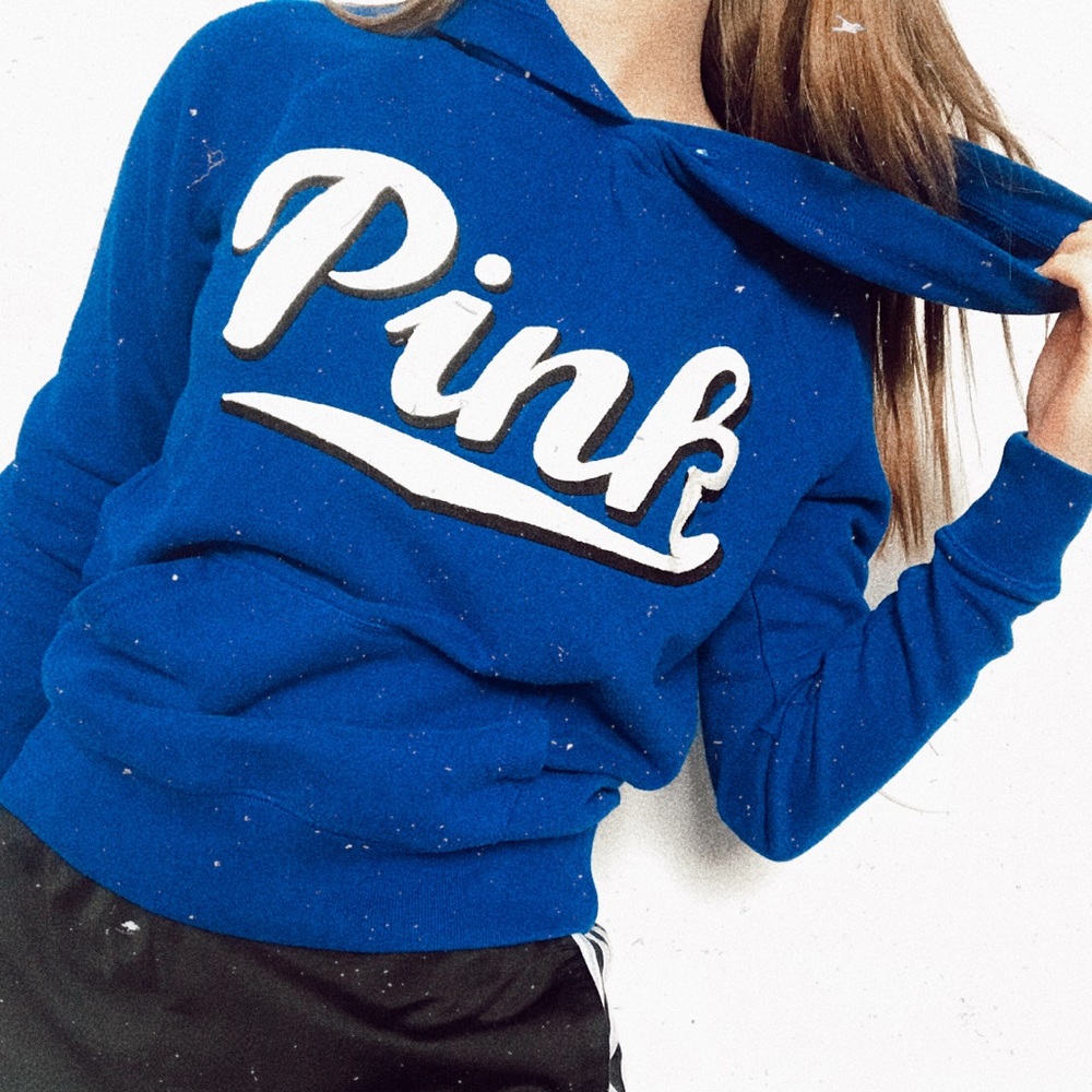 blue PINK brand hoodie